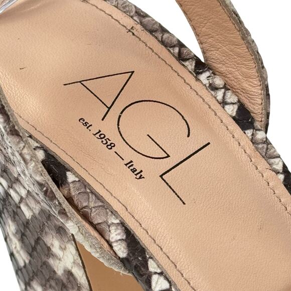 AGL Attilio Giusti Leombruni Snakeskin Print Ankle Strap Sandal 42 Brown Womens - Picture 11 of 12